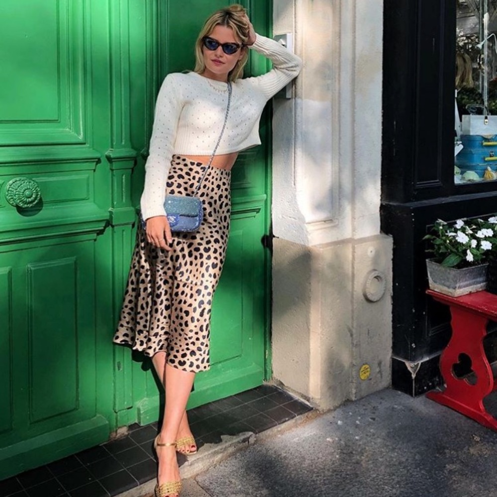NEW Rachel Zoe Leopard Midi Skirt - Picture 3 of 10